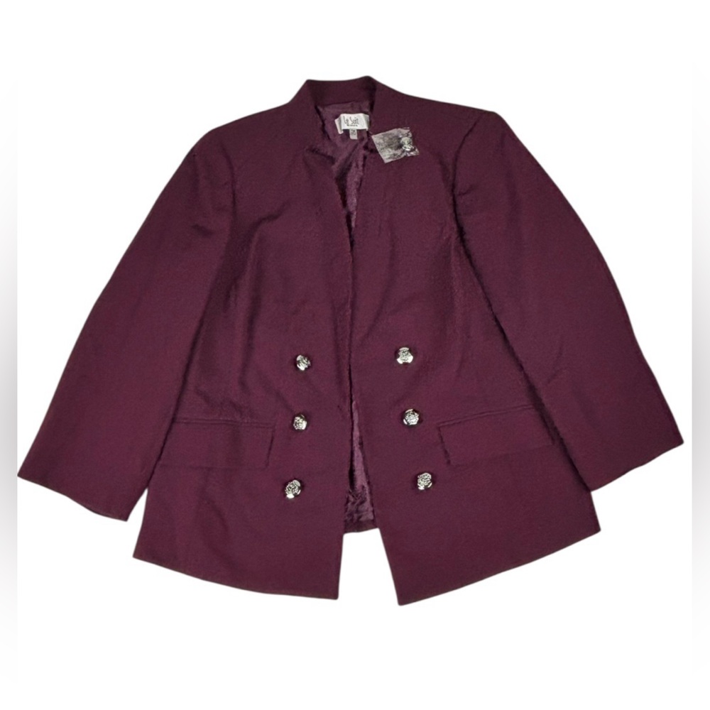 NWOT Le Suit Blazer Woman’s Wine Lined Stretch Suit Jacket 14W